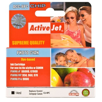 Cartus compatibil CLI-8PC Photo Cyan pentru Canon, 14 ml, Premium Activejet, Garantie 5 ani Cartus compatibil CLI-8PC Photo Cyan pentru Canon, 14 ml, Premium Activejet, Garantie 5 ani