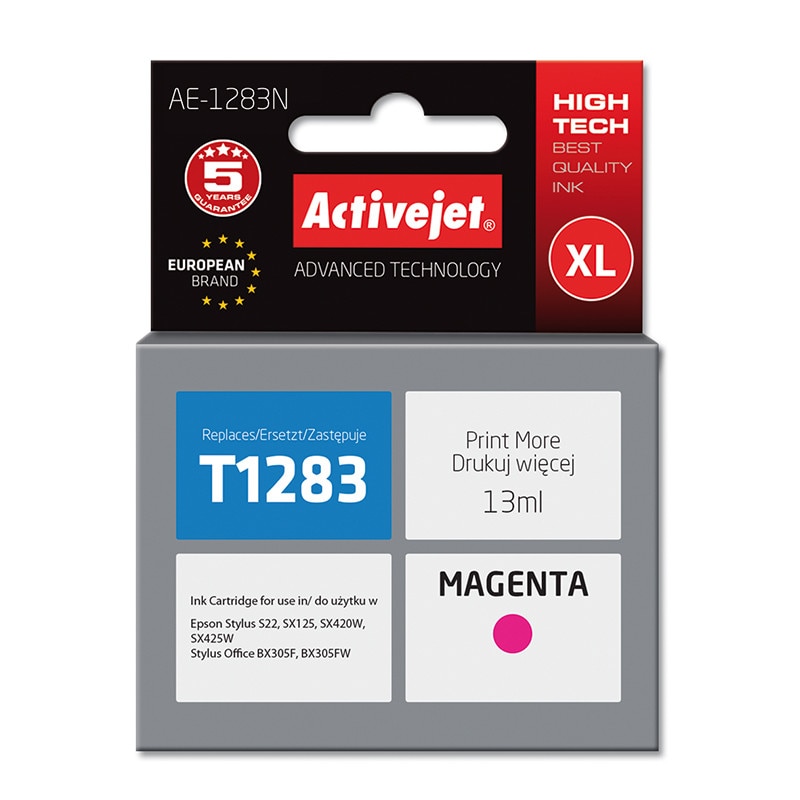 Cartus compatibil T1283 magenta pentru Epson C13T12834010, 13 ml, Premium Activejet, Garantie 5 ani