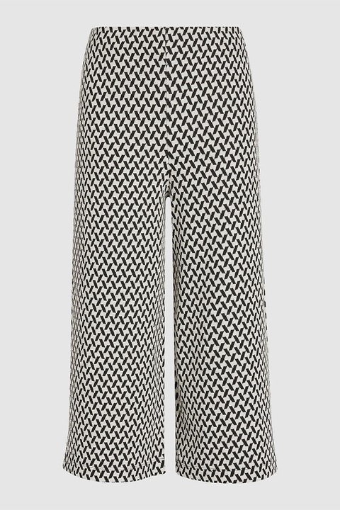 NEXT, Pantaloni cu imprimeu grafic si croiala ampla, Alb/Negru, 8T