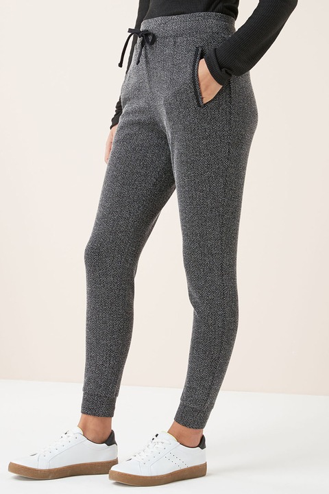 NEXT, Pantaloni jogger cu model herringbone, Negru/Alb, 18T
