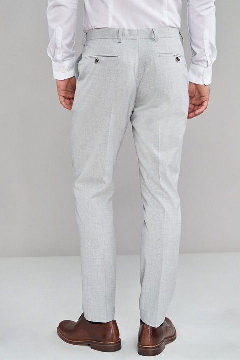 NEXT, Pantaloni eleganti slim fit cu aspect texturat, Gri deschis, 36L