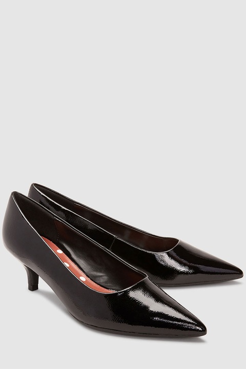 NEXT, Pantofi de piele ecologica cu toc kitten, Negru, 4