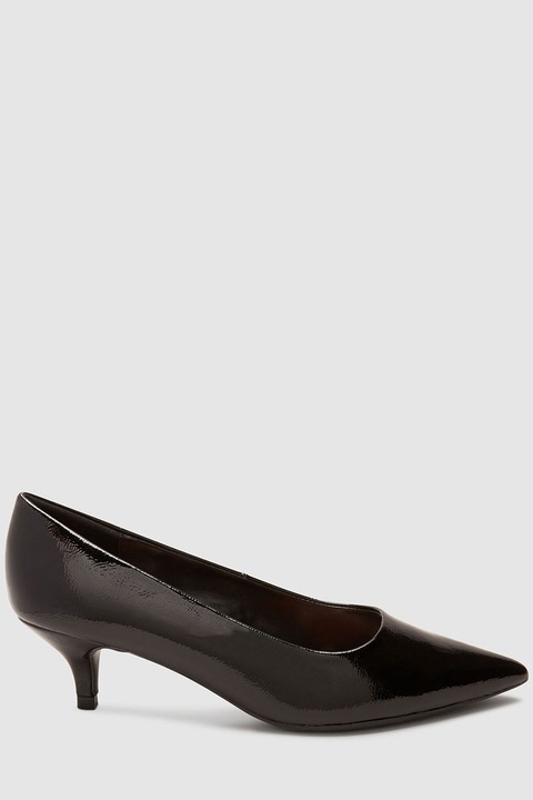 NEXT, Pantofi de piele ecologica cu toc kitten, Negru, 4