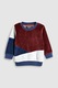 NEXT, Set de bluza si pantaloni sport cu model colorblock, Rosu inchis/Albastru inchis, 18-24M Standard