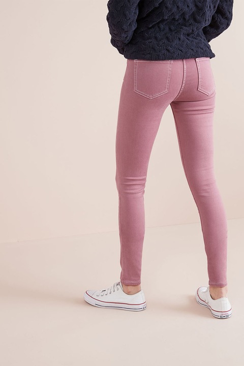 NEXT, Blugi skinny cu talie medie, Roz prafuit, 8L