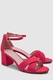 NEXT, Sandale de piele intoarsa sintetica cu bareta pe glezna si toc masiv, Roz aprins, 5.5