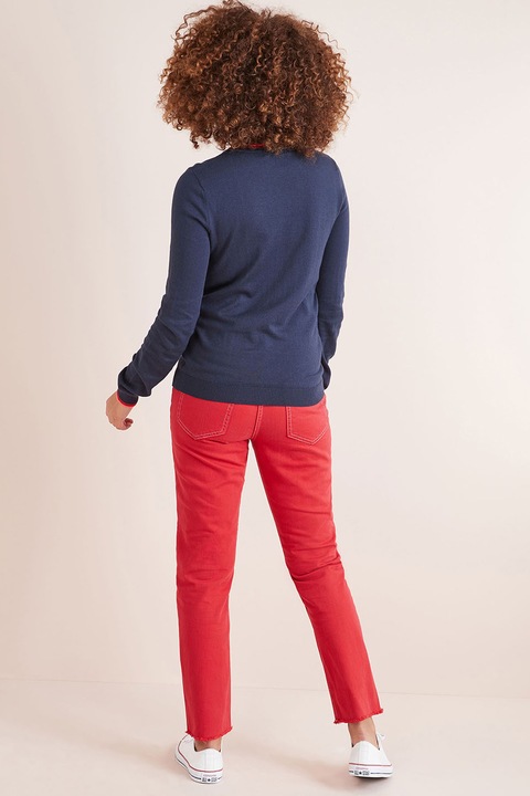 NEXT, Pulover tricotat fin cu aplicatii cu paiete, Albastru inchis, 10