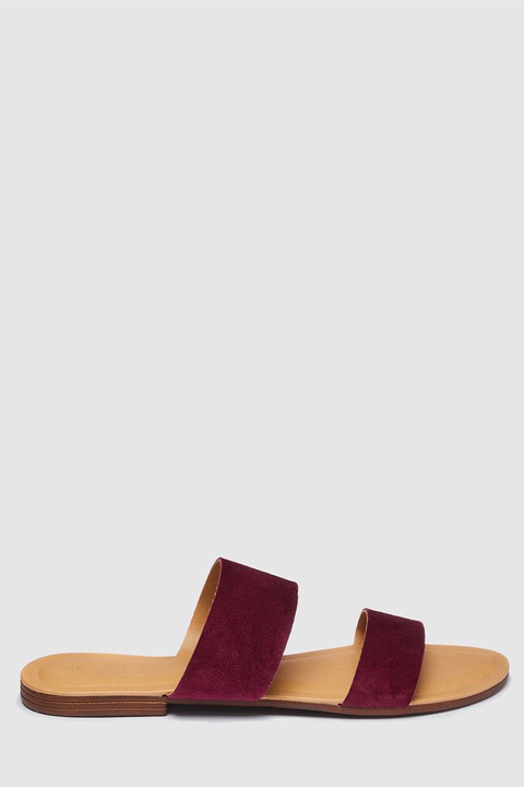 NEXT, Papuci de piele intoarsa cu 2 barete, Violet, 8