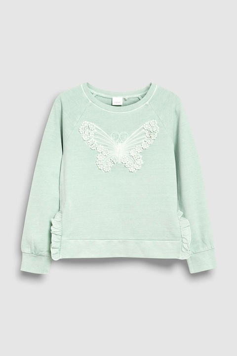 NEXT, Bluza sport cu broderie, Verde pal, 9Y Standard