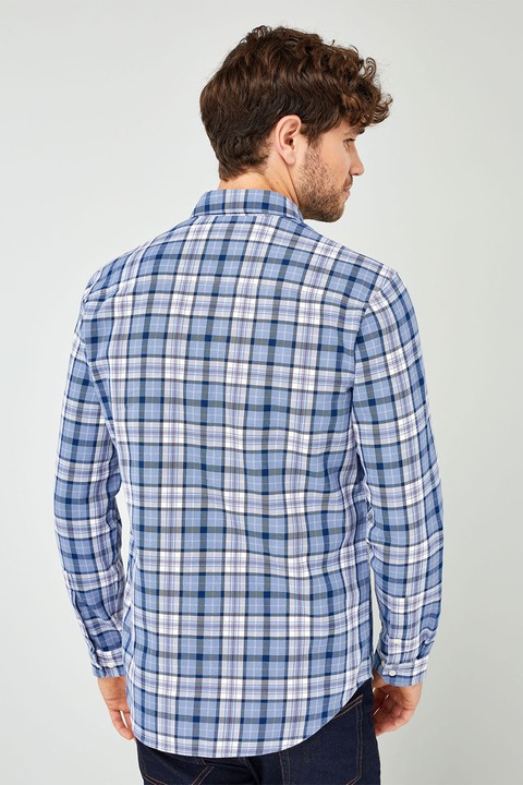 NEXT, Camasa in carouri cu guler fixat cu nasturi, Bleumarin/Alb, L