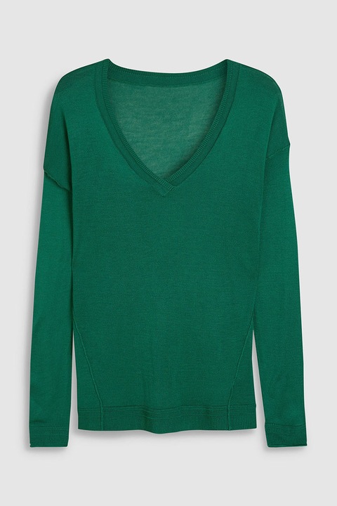 NEXT, Pulover regular fit cu decolteu in V, Verde, 16