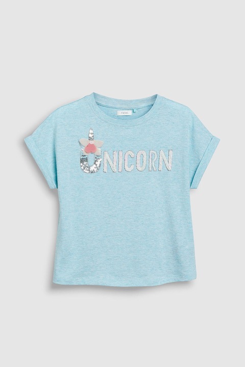 NEXT, Tricou cu aplicatii din paiete, Bleu, 9Y Standard