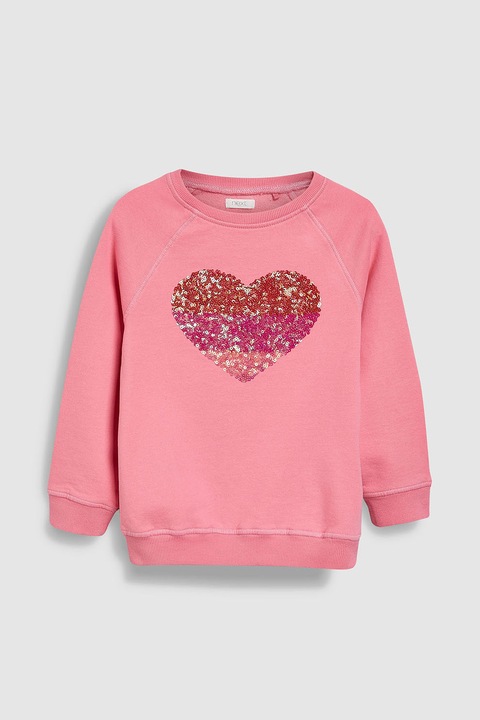 NEXT, Bluza sport cu inima din paiete, Roz, 16Y Standard