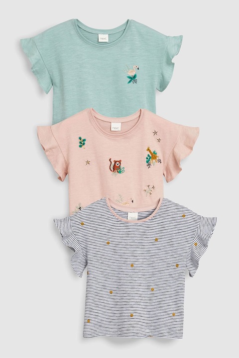 NEXT, Set de tricouri - 3 piese, Roz piersica/Verde, 9-12M Standard