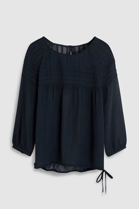 NEXT, Bluza din material vaporos, cu decolteu rotund, Bleumarin, 16