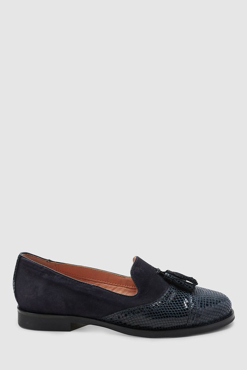 NEXT, Pantofi loafer de piele cu canafi, Bleumarin, 6.5-WIDE