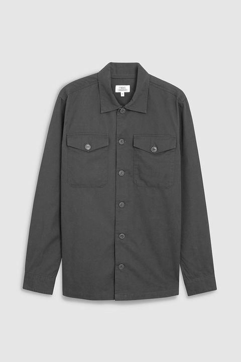 NEXT, Camasa regular fit cu buzunare pe piept, Gri inchis, XL
