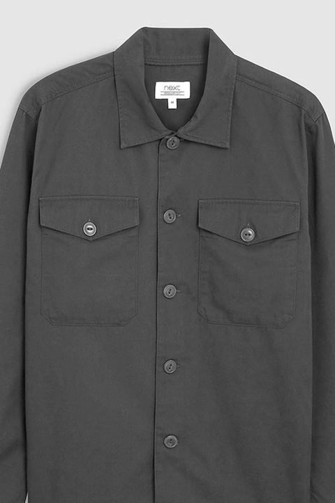 NEXT, Camasa regular fit cu buzunare pe piept, Gri inchis, XL