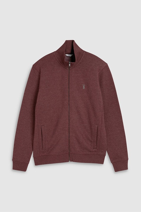 NEXT, Bluza sport cu fermoar si broderie logo, Bordeaux, 18
