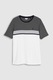 NEXT, Tricou cu detalii contrastante, Gri melange/Alb/Negru, XL