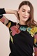 NEXT, Bluza din jerseu cu motive florale, Negru/Roz/Galben mustar, 14