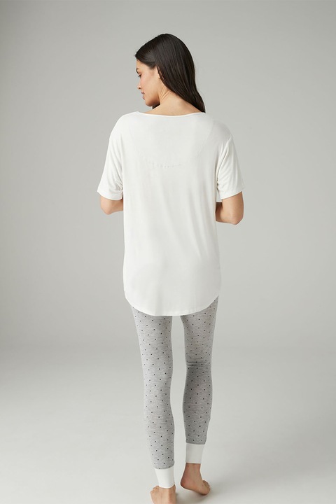 NEXT, Pijama cu model, Gri melange/ Alb, 16