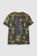 NEXT, Tricou cu imprimeu camuflaj si aplicatie cu paiete, Verde/Auriu, 12Y Standard