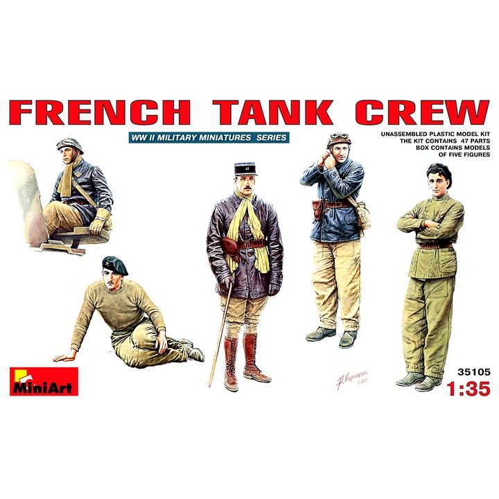 Set figurine de construit MiniArt French tank crew 5buc 1:35 Mini 35105