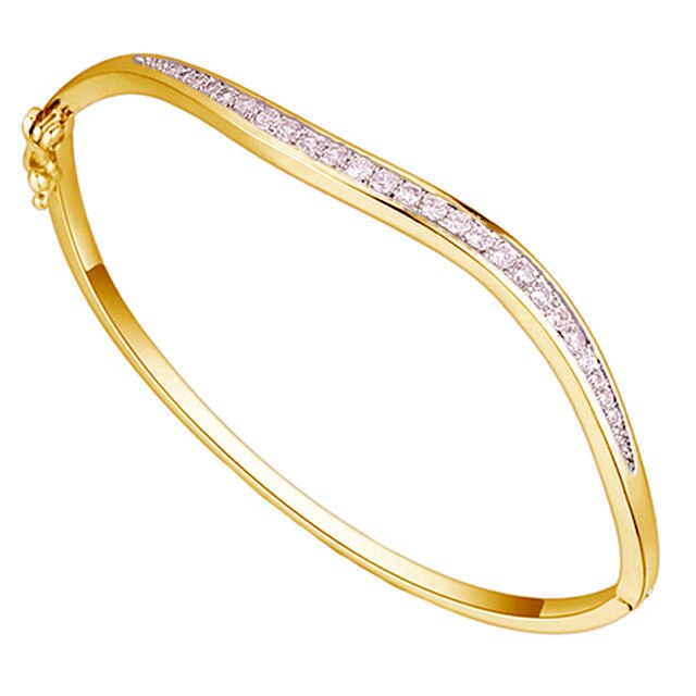 Bratara ondulata dama, argintie/aurie, 16 cm circumferinta incheietura mana