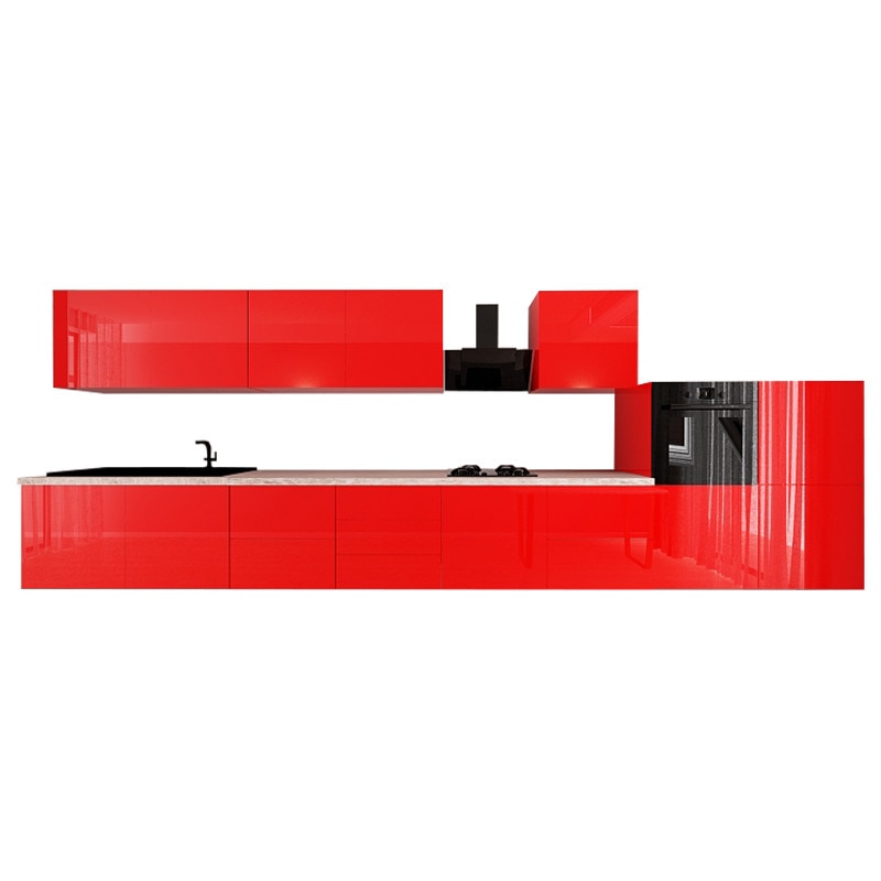 Set Mobila Bucatarie Modulara EVORA 5 , MDF ROSU Lucios, 4.8 m