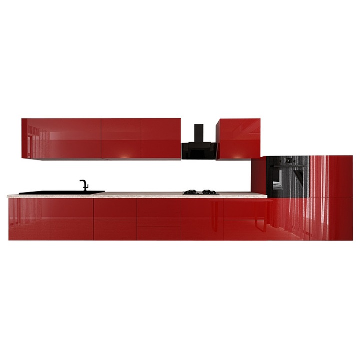 Set Mobila Bucatarie Modulara EVORA 5 , MDF BORDO Lucios, 4.8 m