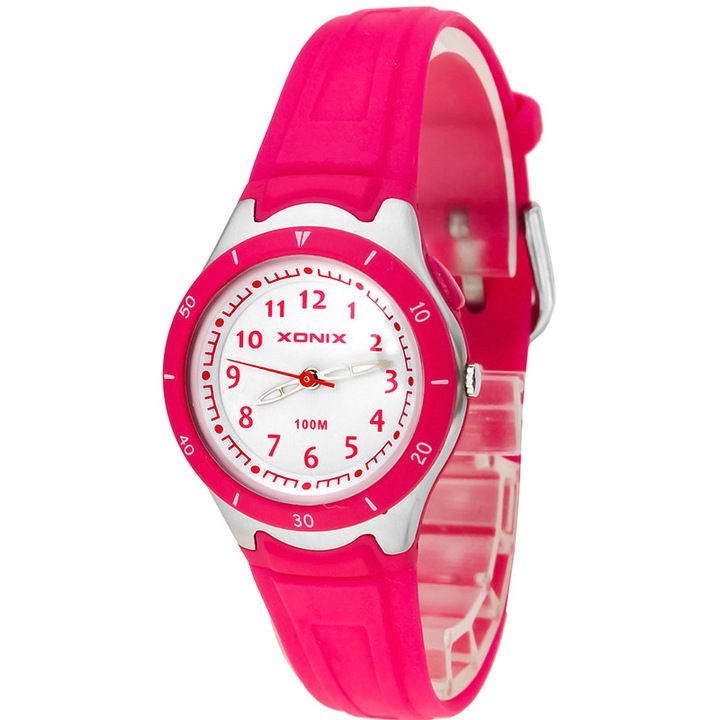 Ceas analog Xonix, pentru copii, iluminare cadran, rezistenta la apa 100m, Roz