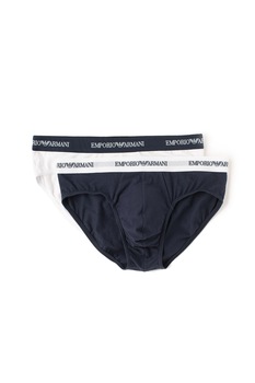 Emporio Armani Underwear, Set de chiloti cu banda logo in talie - 2 perechi, Alb/Bleumarin Emporio Armani Underwear, Set de chiloti cu banda logo in talie - 2 perechi, Alb/Bleumarin