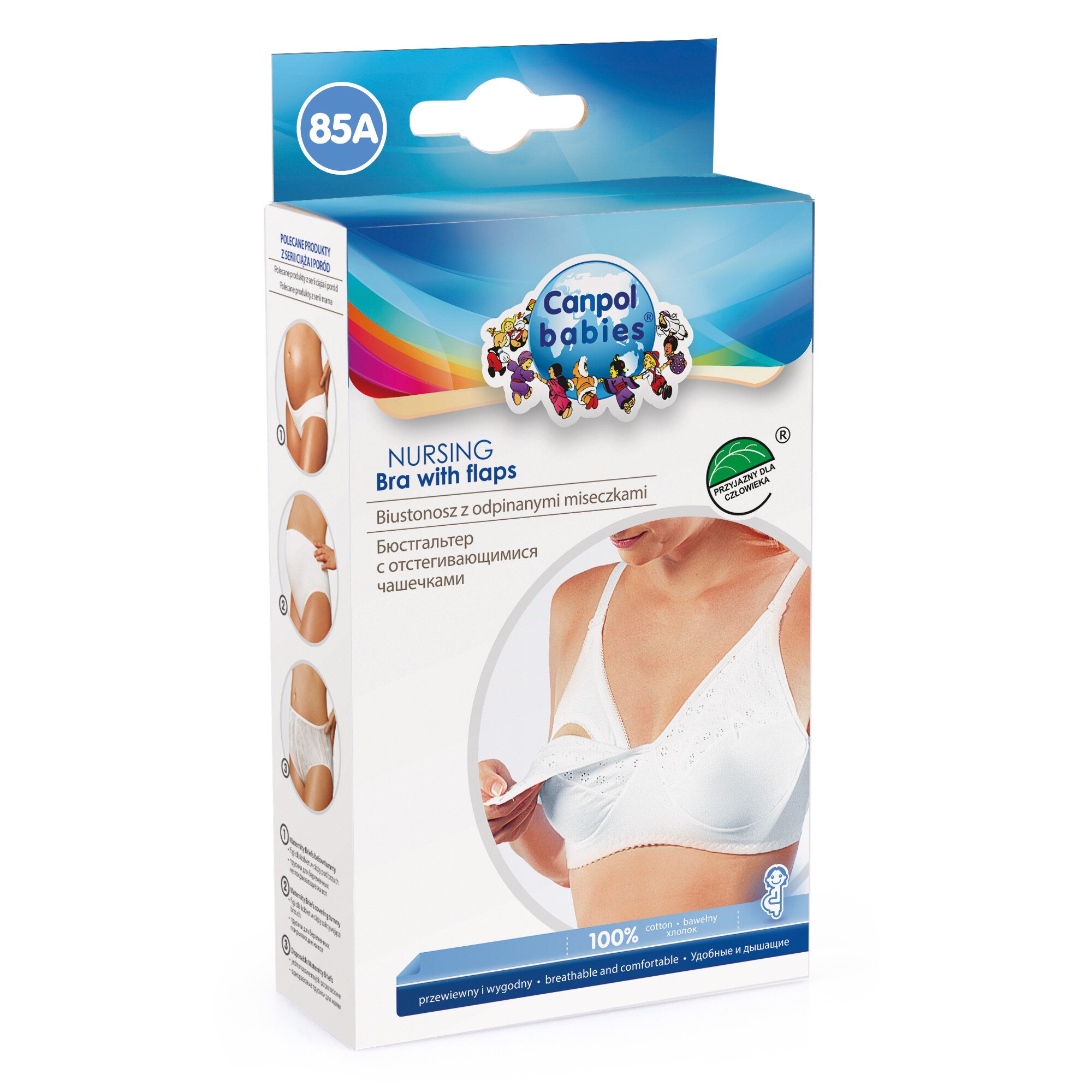 Sutien clasic pentru alaptat, Canpol babies®, bumbac, 85 A, alb