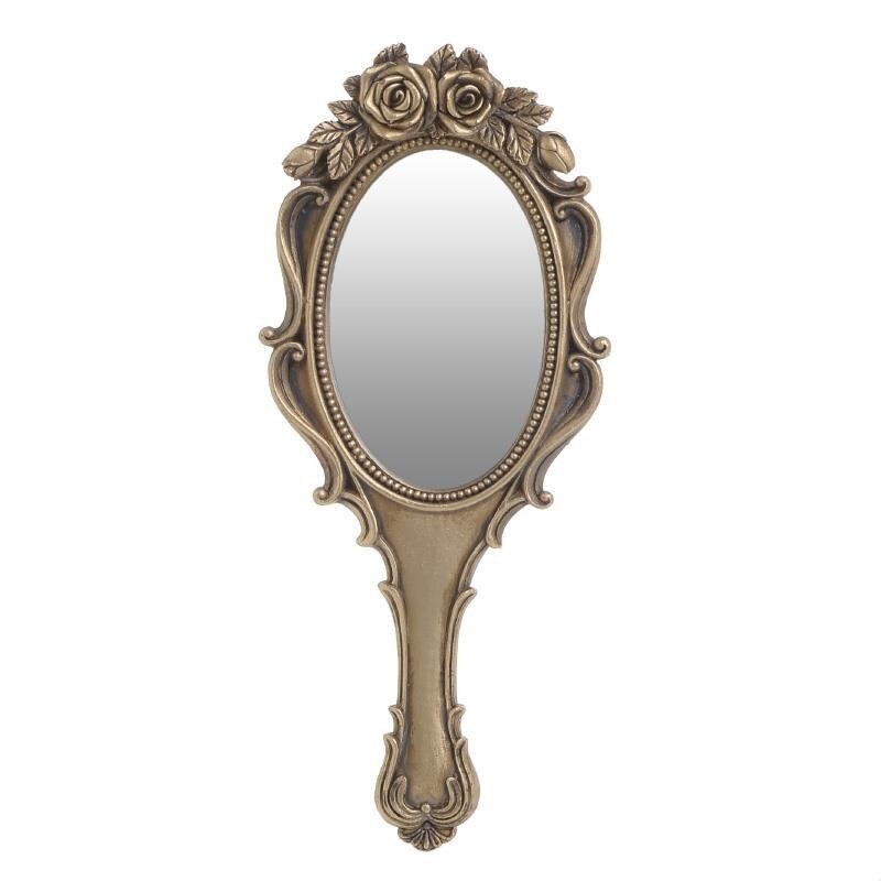 Oglinda de mana Gold Antique, din rasina 12 x 27 cm