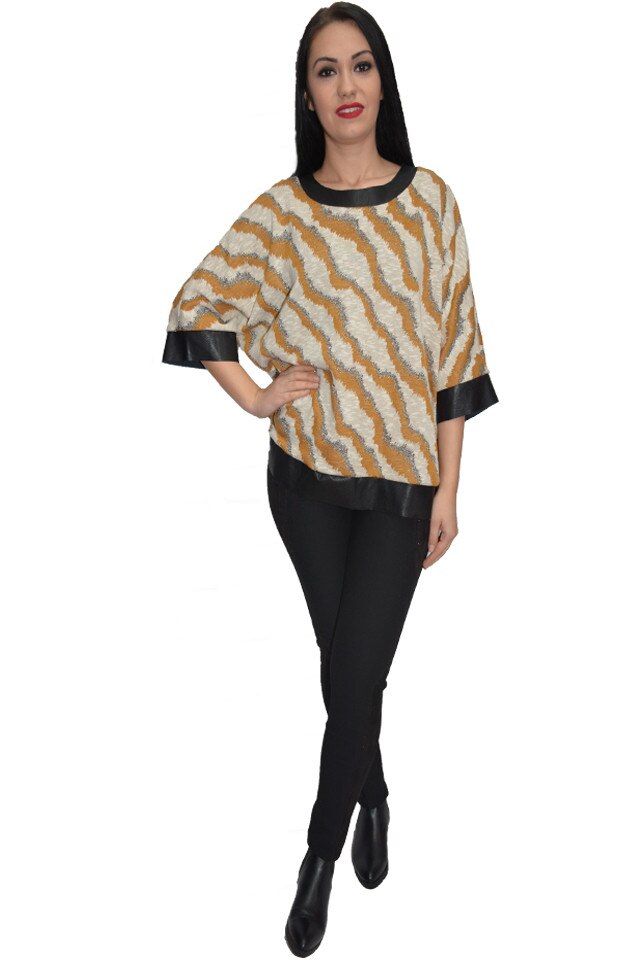 Bluza cu insertii aurii, D&J Exclusive, Galben