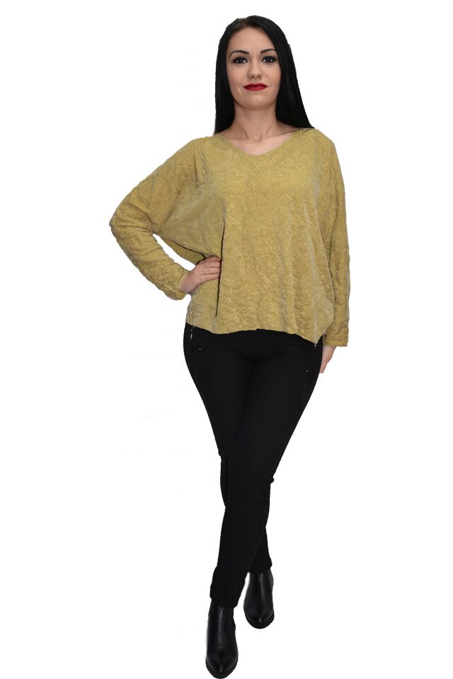 Bluza cu imprimeu digital natural,D&J Exclusive, Galben
