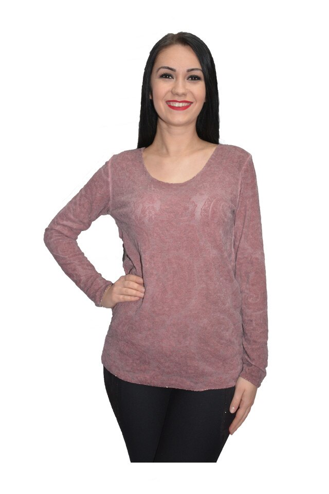 Bluza cu imprimeu digital natural, D&J Exclusive, Plamaniu