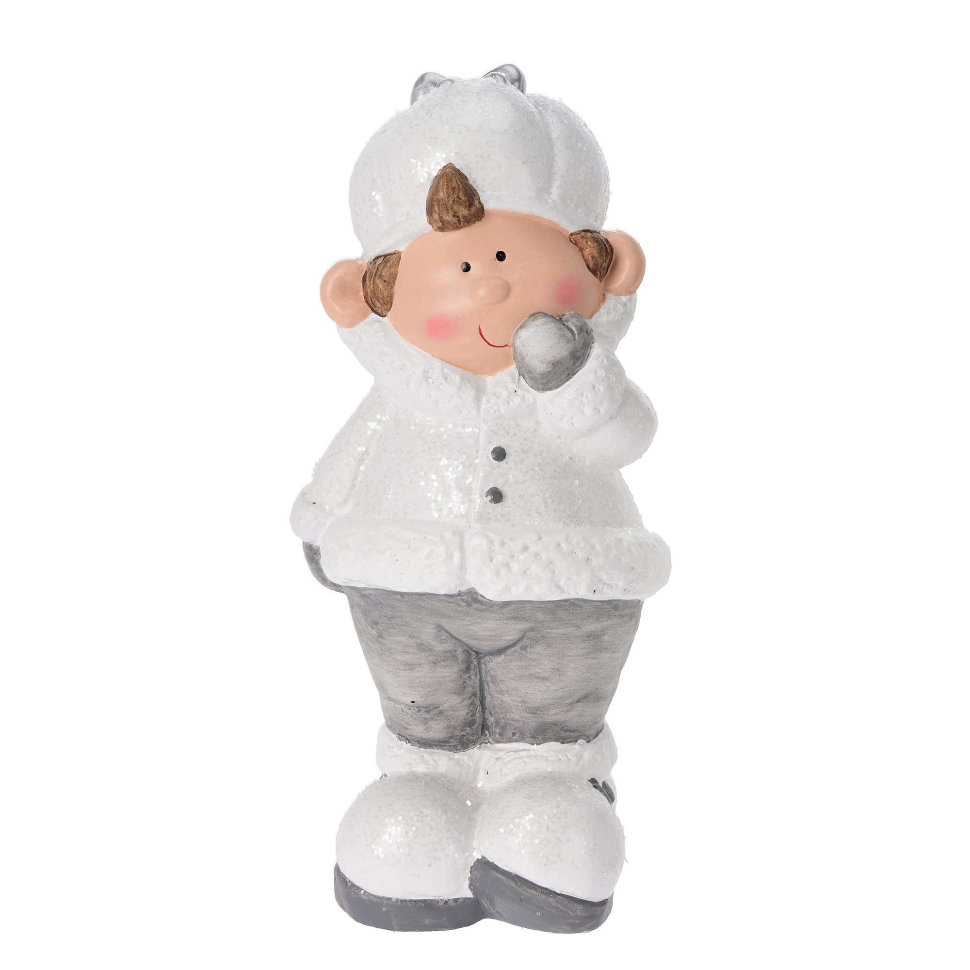 Figurina baietel costum iarna, in picioare, 22 cm