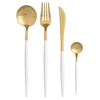 Set tacamuri 24 piese Elegance Gold White, inox Set tacamuri 24 piese Elegance Gold White, inox