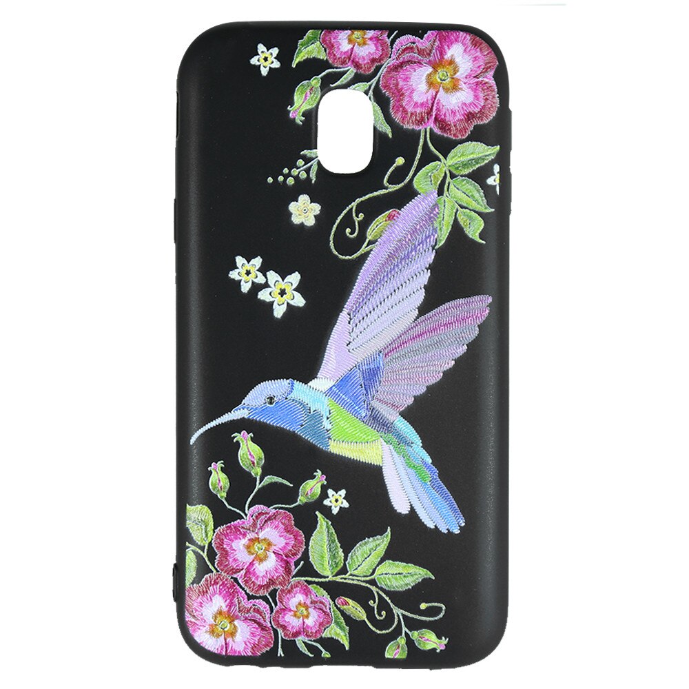 Husa Silicon Just Must Printed Embroidery pentru Samsung Galaxy J3 2017, Colibri