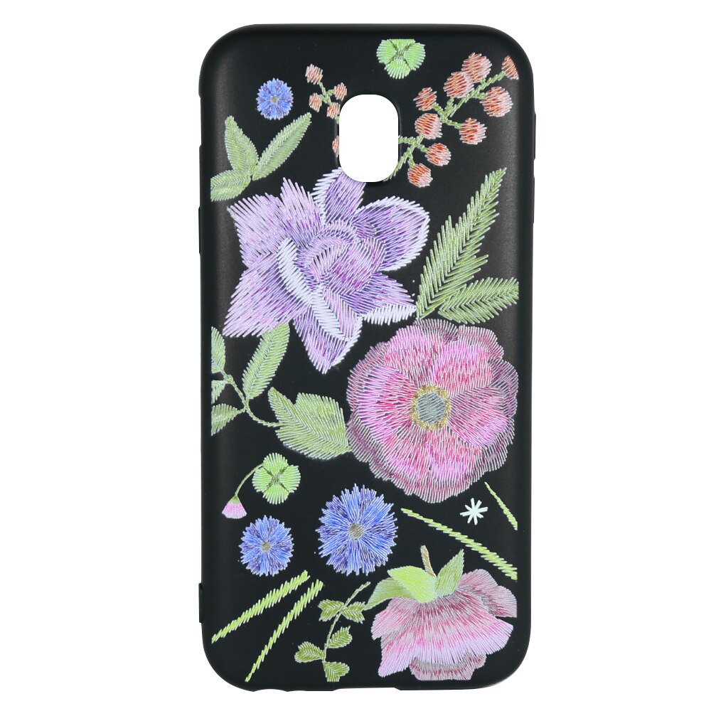 Husa Silicon Just Must Printed Embroidery pentru Samsung Galaxy J3 2017, Flowers