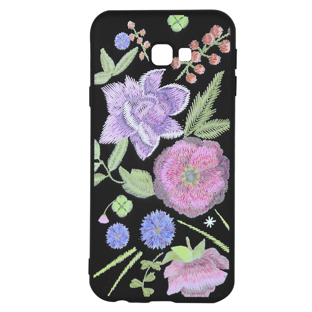 Husa Silicon Just Must Printed Embroidery pentru Samsung Galaxy J4 Plus, Flowers