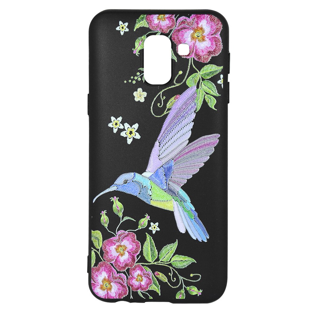 Husa Silicon Just Must Printed Embroidery pentru Samsung Galaxy J6 2018, Colibri