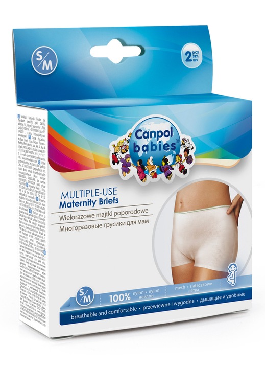 Set 2 chiloti gravida Canpol babies®, utilizari multiple, alb Alb, Alb, S-M