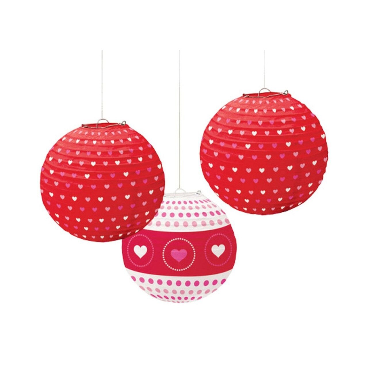 Ornamente Valentine's Day tip lampion, Amscan 240028, set 3 bucati