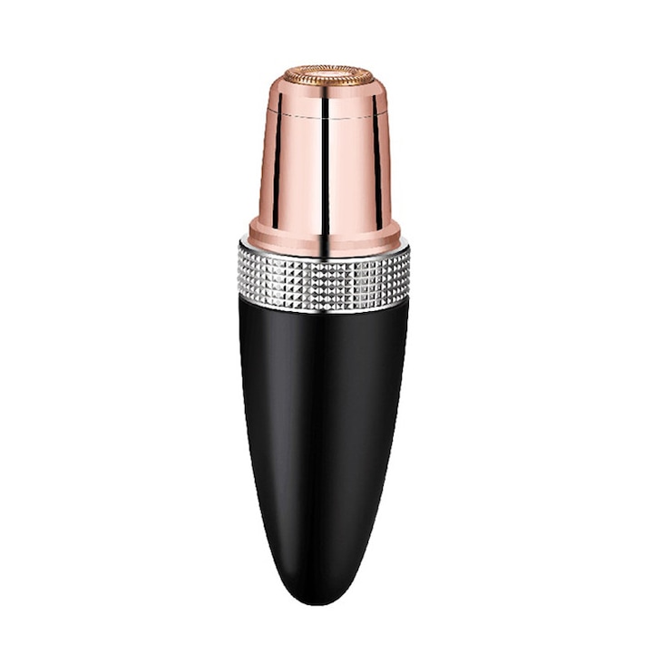 Aparat Ras Electric cu Baterii Femei Mini Epilator Lipstick Glossy, Black