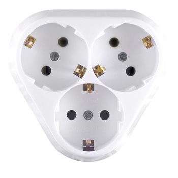 Priza Elegant, tripla, incastrata cu rama inclusa, contact de protectie, alba Priza Elegant, tripla, incastrata cu rama inclusa, contact de protectie, alba