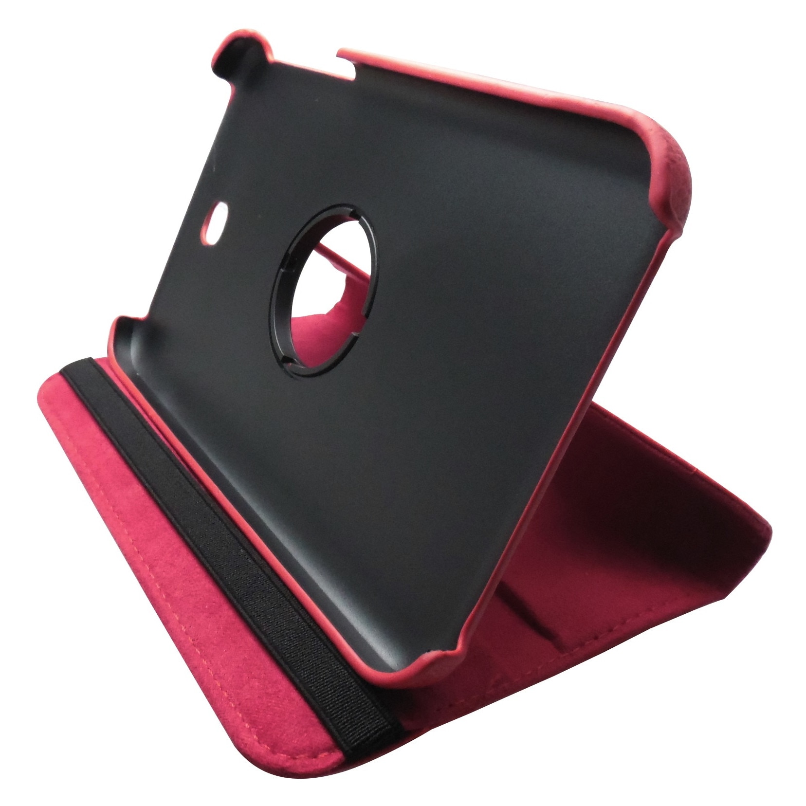 Husa tip carte rosie cu stand rotativa pentru Samsung Galaxy Tab 3 P3200 (SM-T211), P3210 (SM-T210)