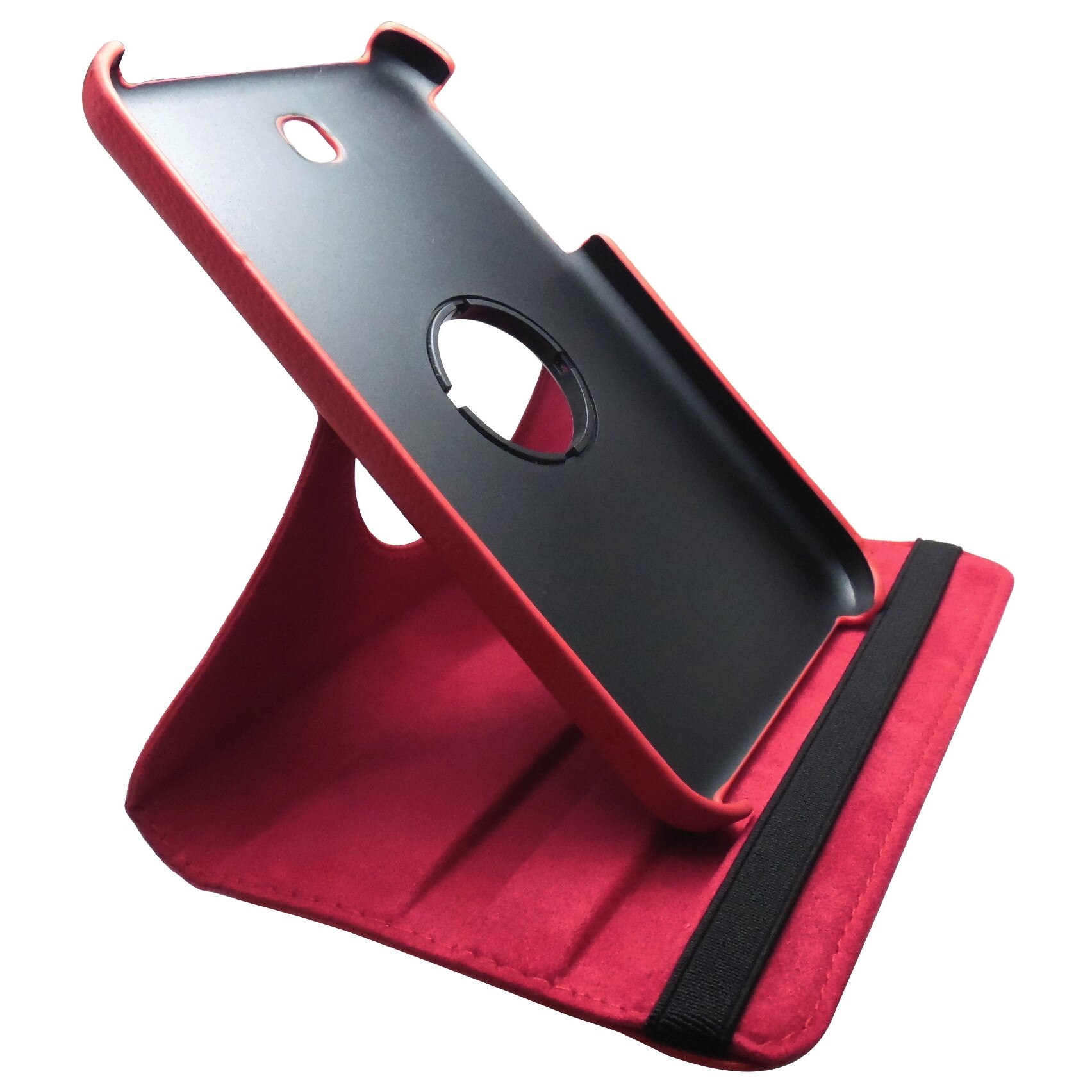 Husa tip carte rosie cu stand rotativa pentru Samsung Galaxy Tab 3 P3200 (SM-T211), P3210 (SM-T210)